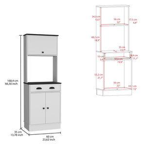English Elm Tampa Tall Kitchen Pantry Cabinet with Drawer and Dual Doors, Engineered Wood, Compact Storage Multicolor 37.8 L x 20.1 W x 7.9 H B070P173169