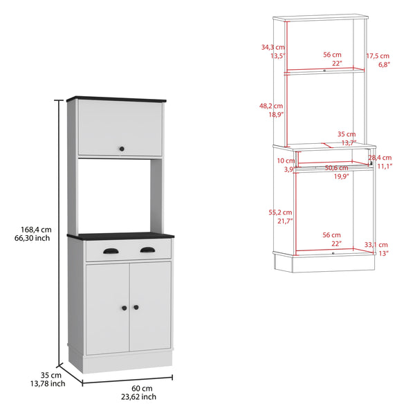 English Elm Tampa Tall Kitchen Pantry Cabinet with Drawer and Dual Doors, Engineered Wood, Compact Storage Multicolor 37.8 L x 20.1 W x 7.9 H B070P173169