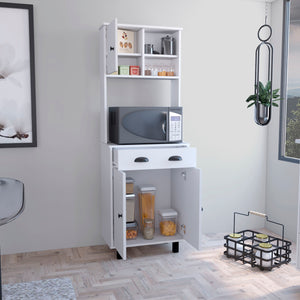 English Elm Salem Tall Kitchen Pantry Cabinet with Drawer, Two Closed Doors & Open Shelves for Organized Storage White 37.8 L x 18.5 W x 7.9 H B200P173182