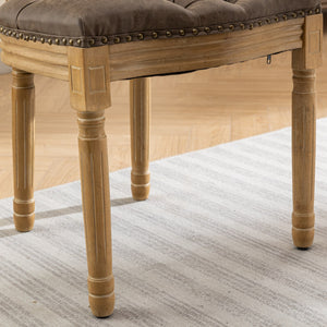 English Elm French Solid Wood Frame Dining Chair with Hand-Pulled Backrest, Nailhead Trim, High-Density Foam Comfort Brown W1143P166792