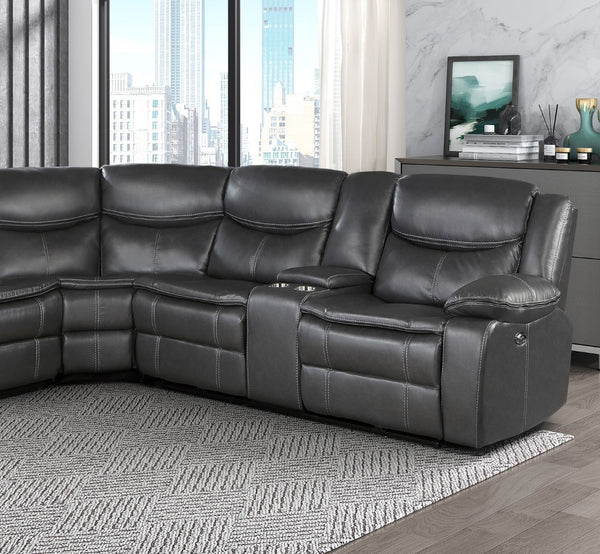 English Elm Modern Three Piece Power Reclining Sectional Faux Leather Usb Charging Living Room B011S00856
