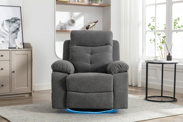 English Elm Power Recliner Glider Chair with Bluetooth Speaker, 270° Swivel, LED Light, USB & Type-C Ports, Storage Pockets, Button Controls W1203P173383