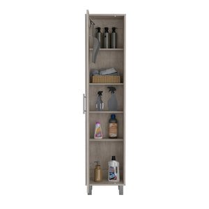 English Elm Laska Engineered Wood Storage Cabinet with Broom Hanger and Five Shelves for Neat Home Organization Grey 69.6 L x 20 W x 3.5 H B070P173187