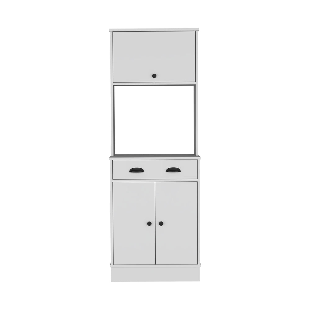 English Elm Tampa Kitchen pantry with drawer and dual cabinets for space-saving storage in laminate engineered wood cabinetry White 37.8 L x 20.1 W x 8.3 H B200P173168