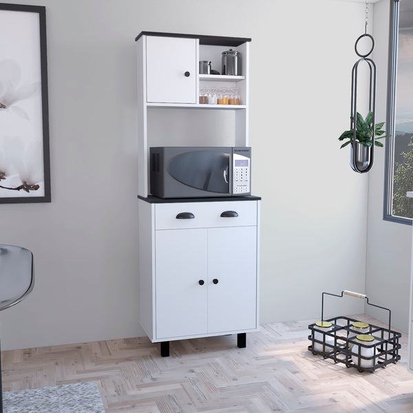 English Elm Salem Tall Kitchen Pantry Cabinet with Drawer, Two Closed Doors & Open Shelves for Organized Storage Multicolor 37.8 L x 18.5 W x 7.9 H B200P173183