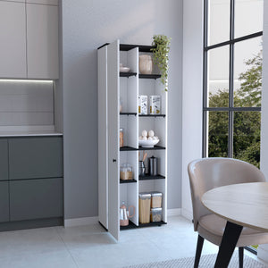 English Elm Hoyt Engineered Wood Kitchen Pantry Cabinet with 10 Compartments for Organized Clutter-Free Storage Multicolor 70.1 L x 16.5 W x 5.5 H B070P173178