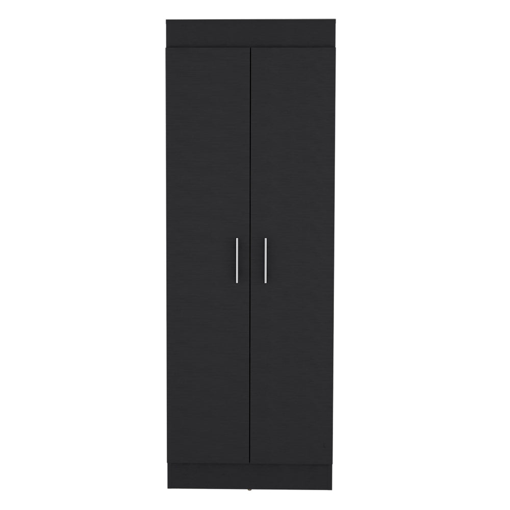 English Elm Nepal Pantry Cabinet with Five Deep Shelves for Kitchen Organization, Engineered Wood, Two-Door Design Black 73.2 L x 16.5 W x 5.5 H B070P173198