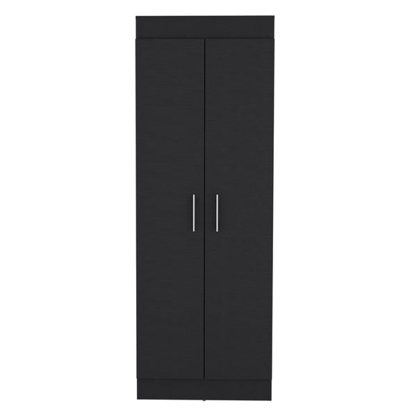English Elm Nepal Pantry Cabinet with Five Deep Shelves for Kitchen Organization, Engineered Wood, Two-Door Design Black 73.2 L x 16.5 W x 5.5 H B070P173198