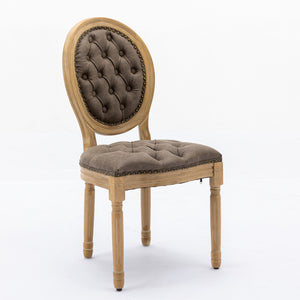 English Elm French Solid Wood Frame Dining Chair with Hand-Pulled Backrest, Nailhead Trim, High-Density Foam Comfort Brown W1143P166792