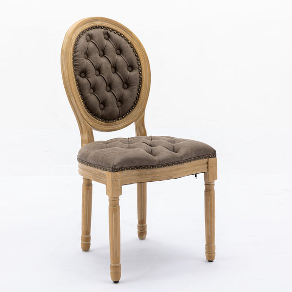 English Elm French Solid Wood Frame Dining Chair with Hand-Pulled Backrest, Nailhead Trim, High-Density Foam Comfort Brown W1143P166792