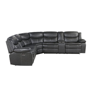 English Elm Modern Three Piece Power Reclining Sectional Faux Leather Usb Charging Living Room B011S00856