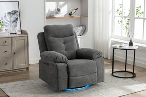English Elm Power Recliner Glider Chair with Bluetooth Speaker, 270° Swivel, LED Light, USB & Type-C Ports, Storage Pockets, Button Controls W1203P173383