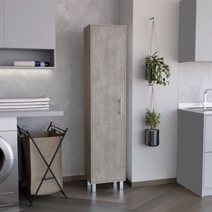 English Elm Laska Engineered Wood Storage Cabinet with Broom Hanger and Five Shelves for Neat Home Organization Grey 69.6 L x 20 W x 3.5 H B070P173187