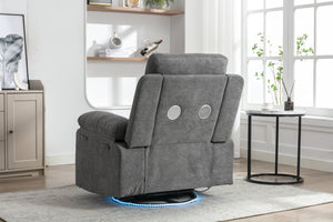 English Elm Power Recliner Glider Chair with Bluetooth Speaker, 270° Swivel, LED Light, USB & Type-C Ports, Storage Pockets, Button Controls W1203P173383