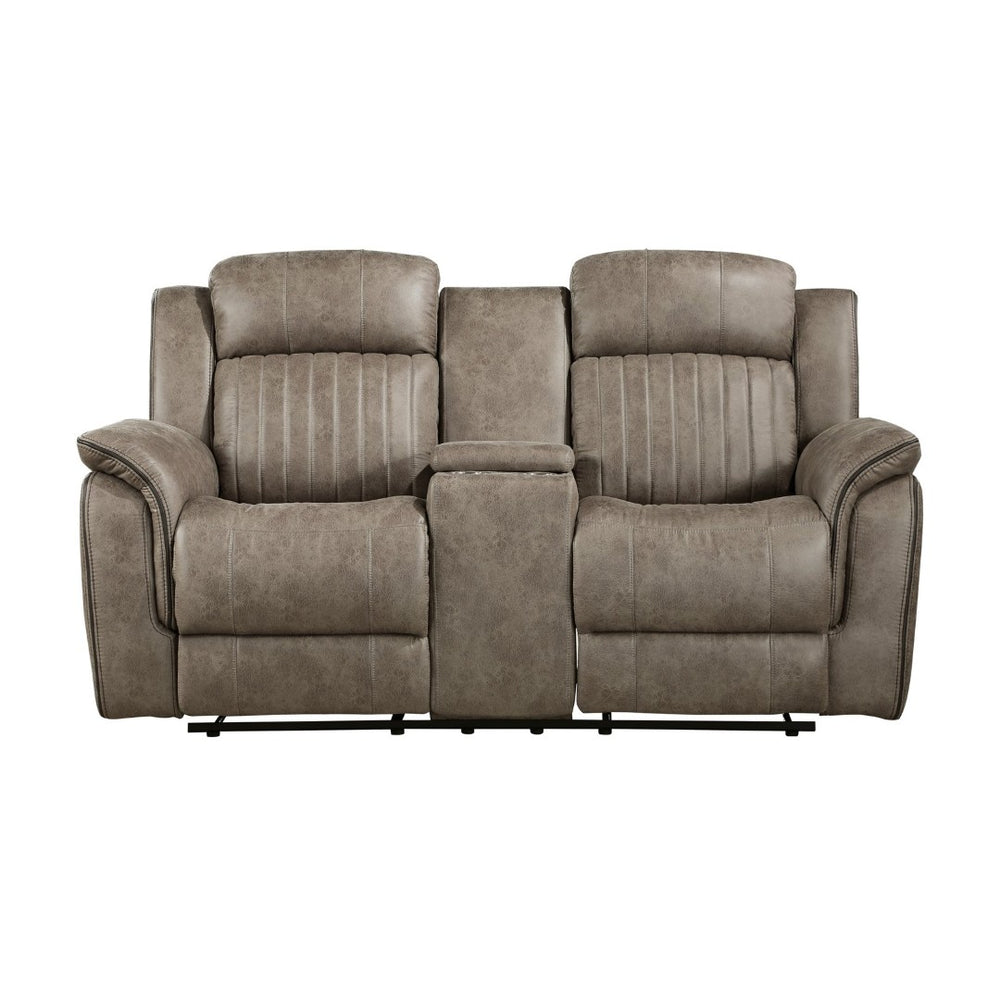 English Elm Classic Microfiber Reclining Loveseat with Console Storage and Tufted Pillow Arms B011P173407