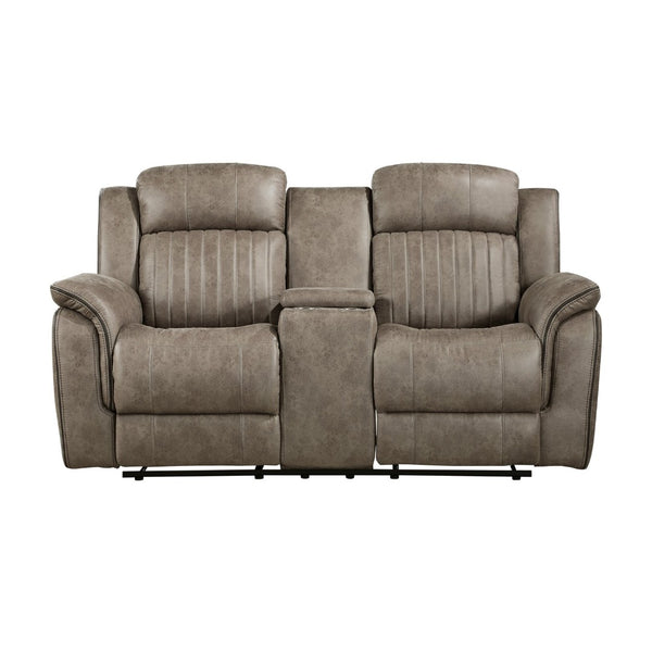 English Elm Classic Microfiber Reclining Loveseat with Console Storage and Tufted Pillow Arms B011P173407