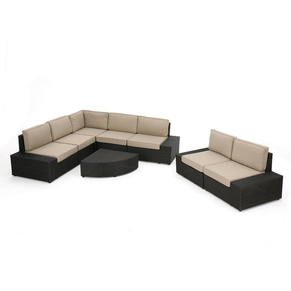 English Elm Christopher Knight Home® - Santa Cruz Outdoor 8-Piece Sectional Set - Elegant Weather-Resistant Comfort For Patios & Lounges SANTACRUZBRN8PCS