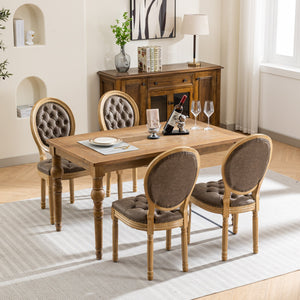 English Elm French Solid Wood Dining Chair with Nailhead Trim, High-Density Foam & Steel Spring Cushion, Hand-Pulled Backrest Upholstery, Supports 300 lbs, Elegant Antique-Style Frame Brown W1143P166792