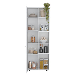 English Elm Hoyt Engineered Wood Kitchen Pantry Cabinet with 10 Compartments for Organized Clutter-Free Storage White 70.1 L x 16.5 W x 5.5 H B070P173177