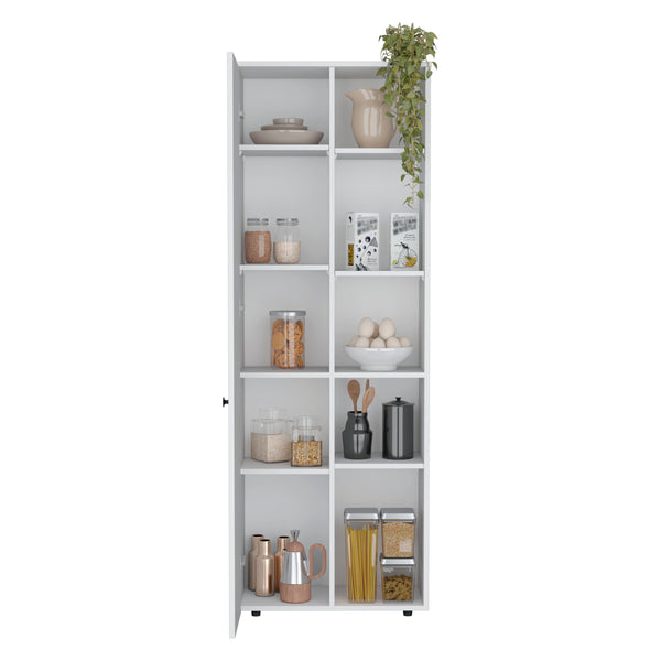 English Elm Hoyt Engineered Wood Kitchen Pantry Cabinet with 10 Compartments for Organized Clutter-Free Storage White 70.1 L x 16.5 W x 5.5 H B070P173177