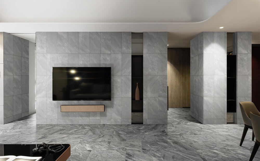 English Elm 12*24 Carrara Gray Marble - Textured 3D Fluted Natural Stone For Elegant Wall Installations, 4 Pcs W1696104354