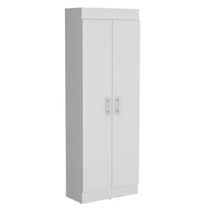 English Elm Nepal Pantry Cabinet with Five Spacious Shelves, Two-Door Engineered Wood Storage for Kitchens White 73.2 L x 16.5 W x 5.5 H B200P173199