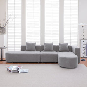 English Elm Modern Boucle L-shaped Sectional Sofa Curved Sculptural Design for Living Room W848S00038