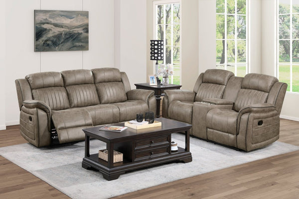 English Elm Classic Microfiber Reclining Loveseat with Console Storage and Tufted Pillow Arms B011P173407