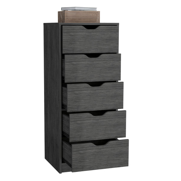 English Elm Basilea Slim 5-Drawer Tall Dresser with Smooth Pull-Out System for Small Spaces and Organized Living Brown 45.2 L x 20 W x 5.1 H B070P173186