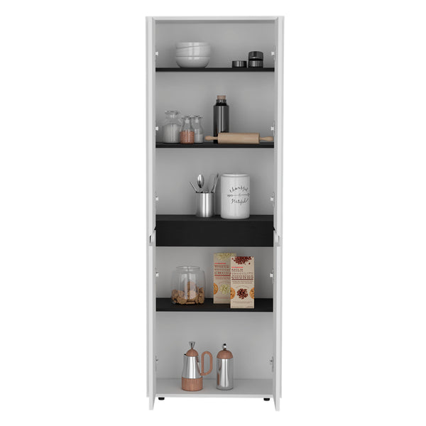 English Elm Herrin Modern Multicolor Kitchen Pantry Cabinet, 4 Doors 5 Shelves, Slim 66.9"H x 23.6"D Storage Solution B070P173176
