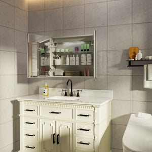 English Elm Led Lighted Medicine Cabinet with Defog Mirror Dimming Dual Outlets and Shelves W637P163684