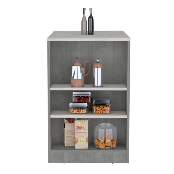 English Elm Portree Kitchen Island With 3-Side Shelving - Stylish Multi-Purpose Storage For Modern Spaces B200P173194-GIGA
