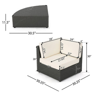 English Elm Christopher Knight Home® - Santa Cruz Outdoor 8-Piece Sectional Set - Elegant Weather-Resistant Comfort For Patios & Lounges SANTACRUZBRN8PCS