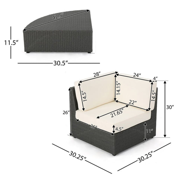 English Elm Christopher Knight Home® - Santa Cruz Outdoor 8-Piece Sectional Set - Elegant Weather-Resistant Comfort For Patios & Lounges SANTACRUZBRN8PCS