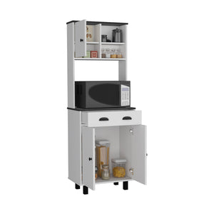 English Elm Salem Kitchen Pantry Cabinet with Drawer, 2 Doors & Open Shelves — Slim Engineered Wood Storage 66.6"H Multicolor 37.8 L x 18.5 W x 7.9 H B070P173183