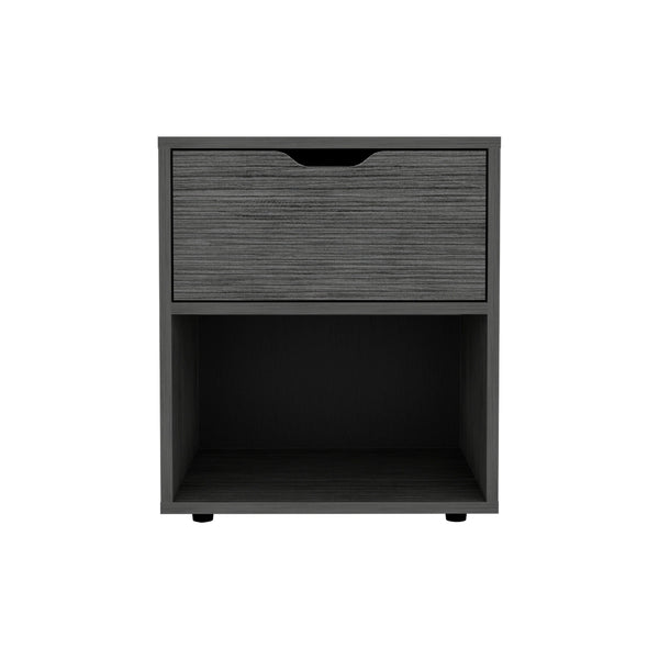 English Elm Aberdeeen Compact 19.7" High Nightstand with Smooth Glide Drawer, Open Shelf & Laminated Wood Finish Light Gray 22.4 L x 19.3 W x 5.5 H B200P173172