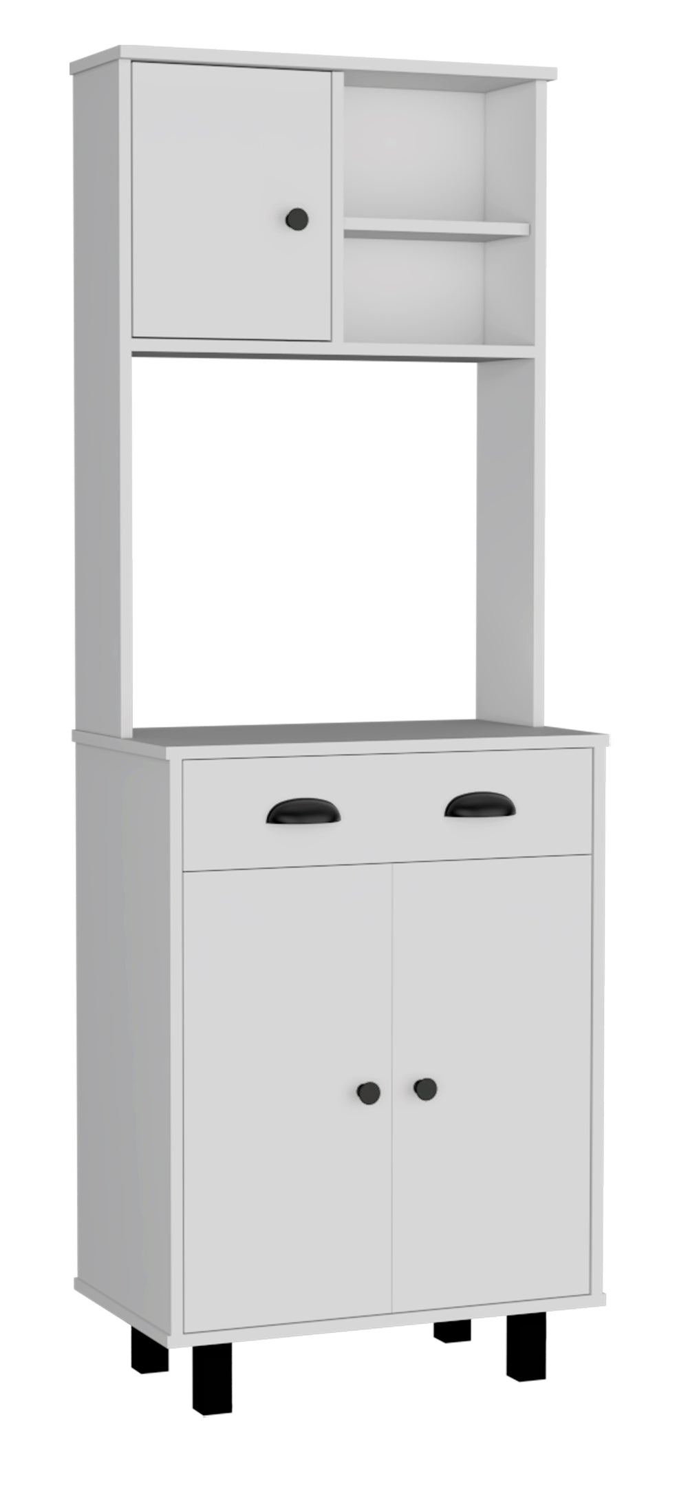English Elm Salem Tall Kitchen Pantry Cabinet with Drawer, Two Closed Doors & Open Shelves for Organized Storage White 37.8 L x 18.5 W x 7.9 H B200P173182