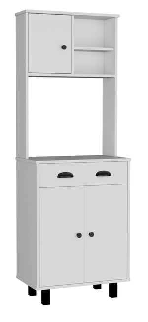 English Elm Salem Tall Kitchen Pantry Cabinet with Drawer, Two Closed Doors & Open Shelves for Organized Storage White 37.8 L x 18.5 W x 7.9 H B200P173182