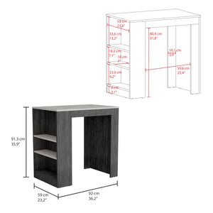 English Elm Portree Multicolor Kitchen Island with 3-Side Shelves, Engineered Wood Top 23.2x36.2" - Versatile Storage B070P173193