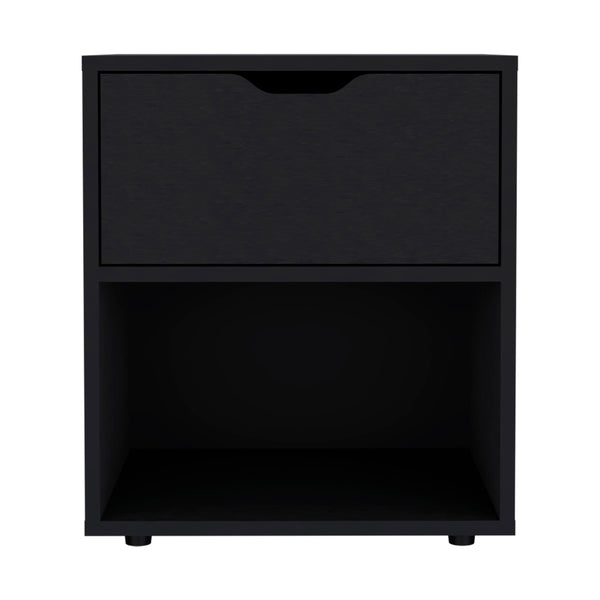 English Elm Aberdeeen Engineered Wood Nightstand with Smooth Sliding Drawer and Open Bottom Shelf for Bedrooms Black 22.4 L x 19.3 W x 5.5 H B070P173173