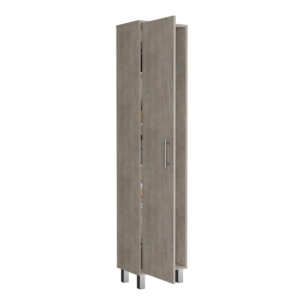 English Elm Laska Engineered Wood Storage Cabinet with Broom Hanger and Five Shelves for Neat Home Organization Grey 69.6 L x 20 W x 3.5 H B070P173187