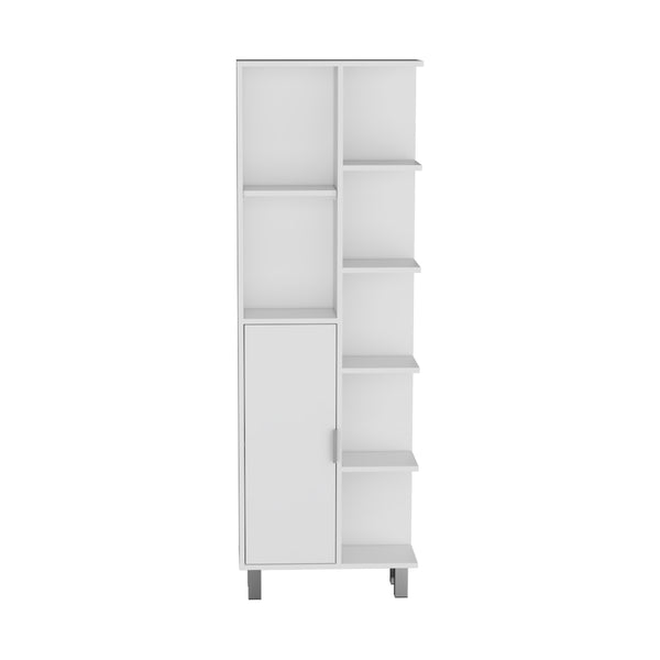 English Elm Crovie 63" High Bathroom Linen Cabinet White – Slim 7-Shelf Engineered Wood Storage Organizer B070P173184