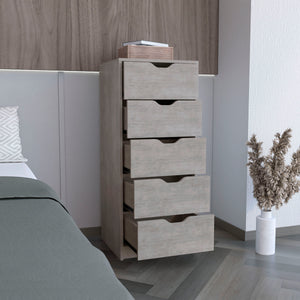 English Elm Basilea Slim 5-Drawer Tall Dresser with Smooth Pull-Out System for Small Spaces and Organized Living Grey 45.2 L x 20 W x 5.1 H B070P173185