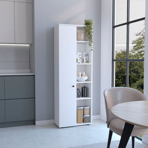 English Elm Hoyt Engineered Wood Kitchen Pantry Cabinet with 10 Compartments for Organized Clutter-Free Storage White 70.1 L x 16.5 W x 5.5 H B070P173177