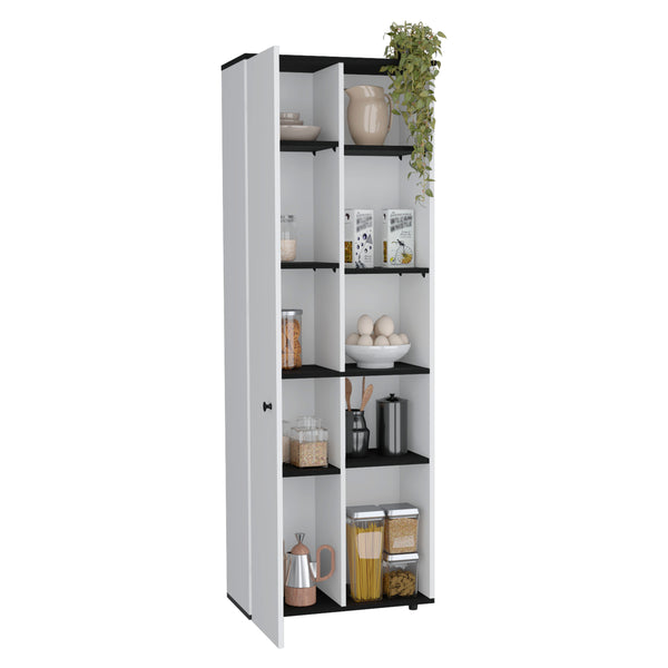 English Elm Hoyt Engineered Wood Kitchen Pantry Cabinet with 10 Compartments for Organized Clutter-Free Storage Multicolor 70.1 L x 16.5 W x 5.5 H B070P173178