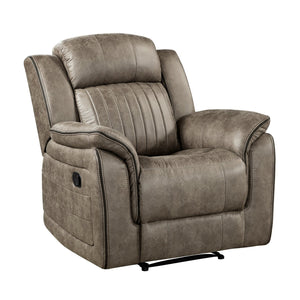 English Elm Classic Sandy Brown Recliner Chair Plush Microfiber Tufted Pillow-Top Arms Reclining Comfort B011P173410