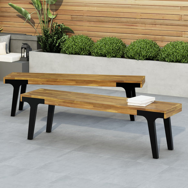 English Elm Christopher Knight Home® - BENCH( Acacia Wood Outdoor Dining Table for 6 with Rust‑Resistant Metal Legs, UV Treated Teak Finish, 300 lb Capacity 74323.00