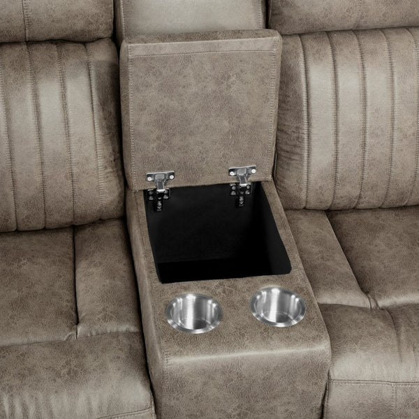 English Elm Classic Microfiber Reclining Loveseat with Console Storage and Tufted Pillow Arms B011P173407