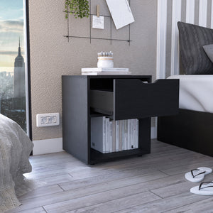 English Elm Aberdeeen Engineered Wood Nightstand with Smooth Sliding Drawer and Open Bottom Shelf for Bedrooms Black 22.4 L x 19.3 W x 5.5 H B070P173173