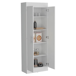English Elm Nepal Pantry Cabinet with Five Spacious Shelves, Two-Door Engineered Wood Storage for Kitchens White 73.2 L x 16.5 W x 5.5 H B200P173199